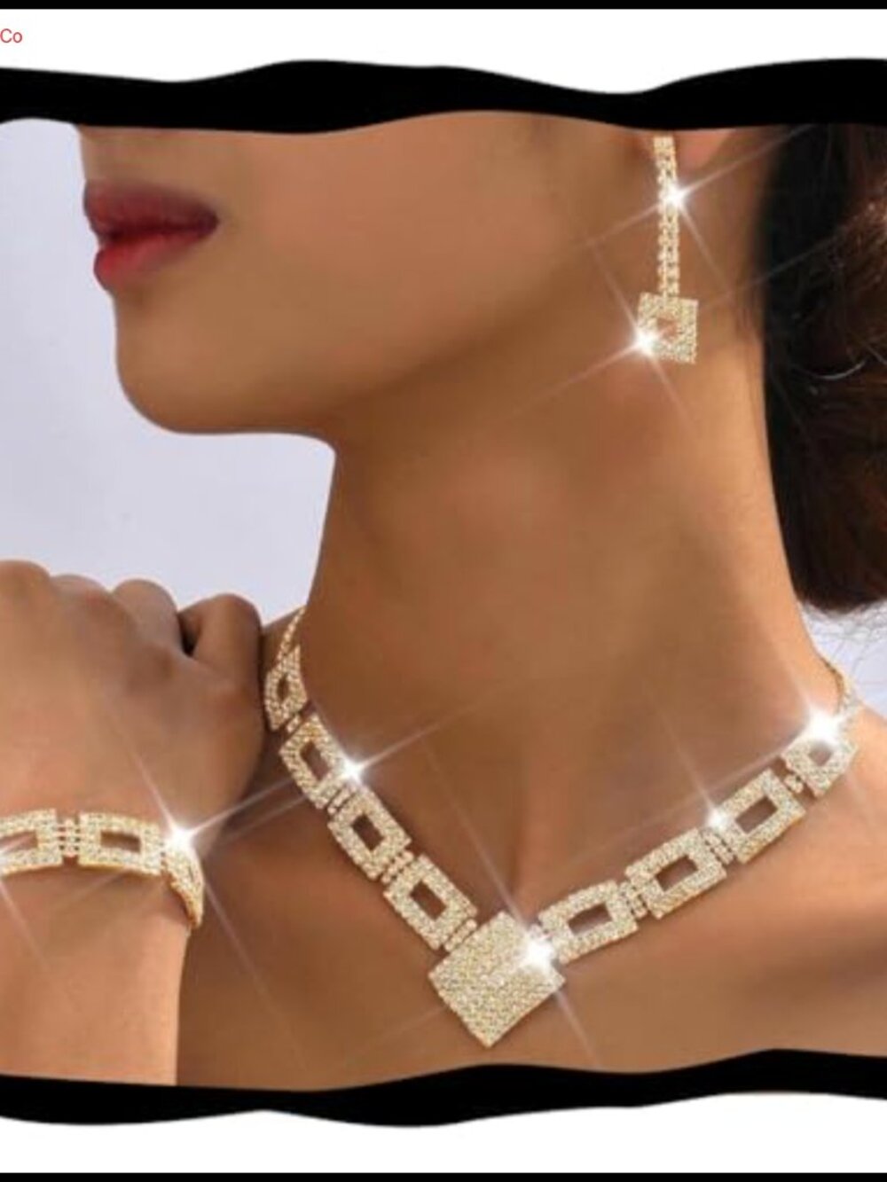 Crystal Rhinestone Bridal Wedding Jewelry Set Necklace Earrings Bracelet